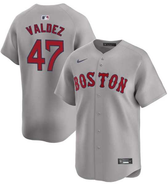 Men's Boston Red Sox #47 Enmanuel Valdez Gray Cool Base Stitched Baseball Jersey Dzhi